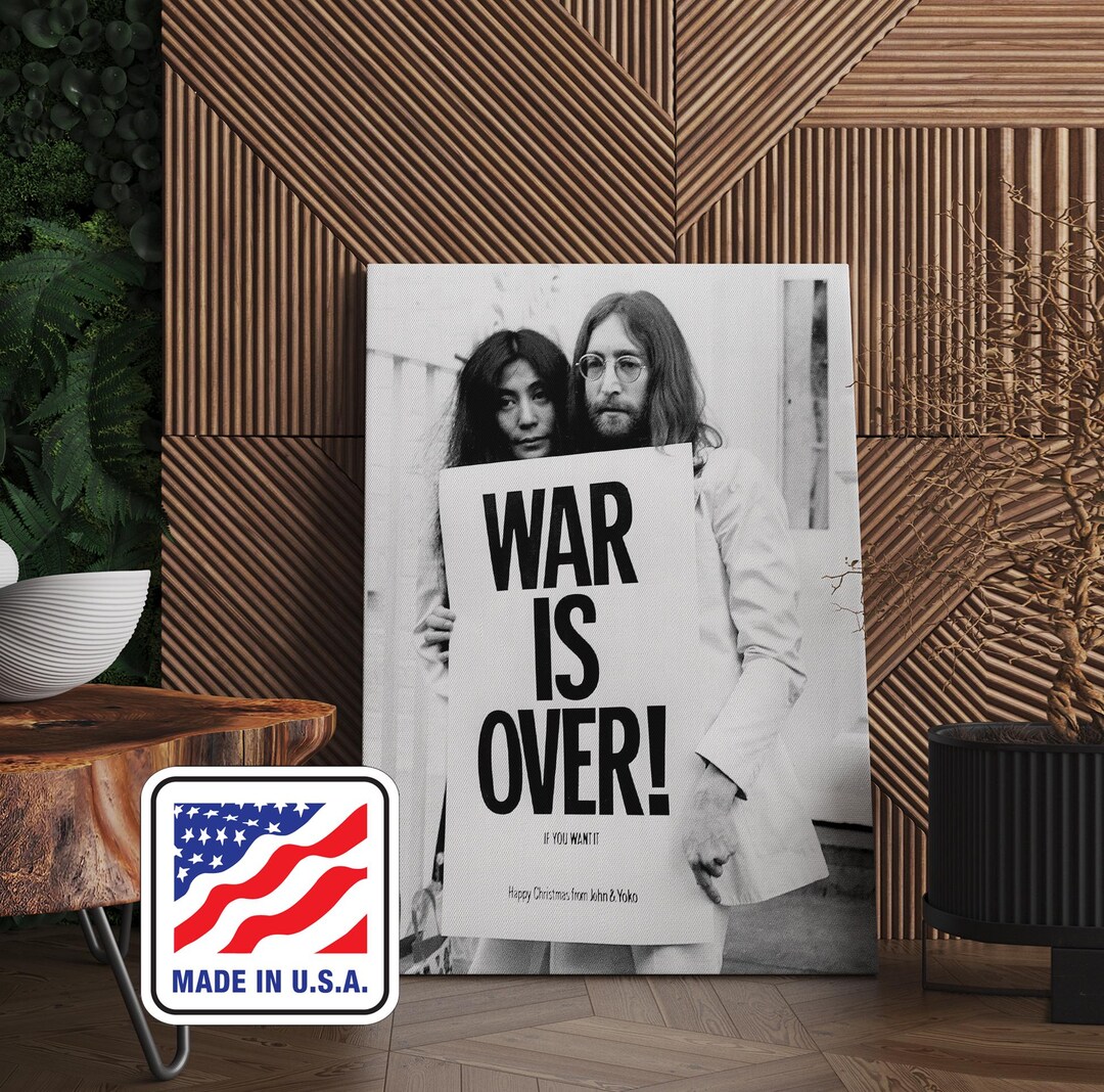 ジョン・レノン、ヨーコ・オノ「戦争は終わった」キャンバスアート