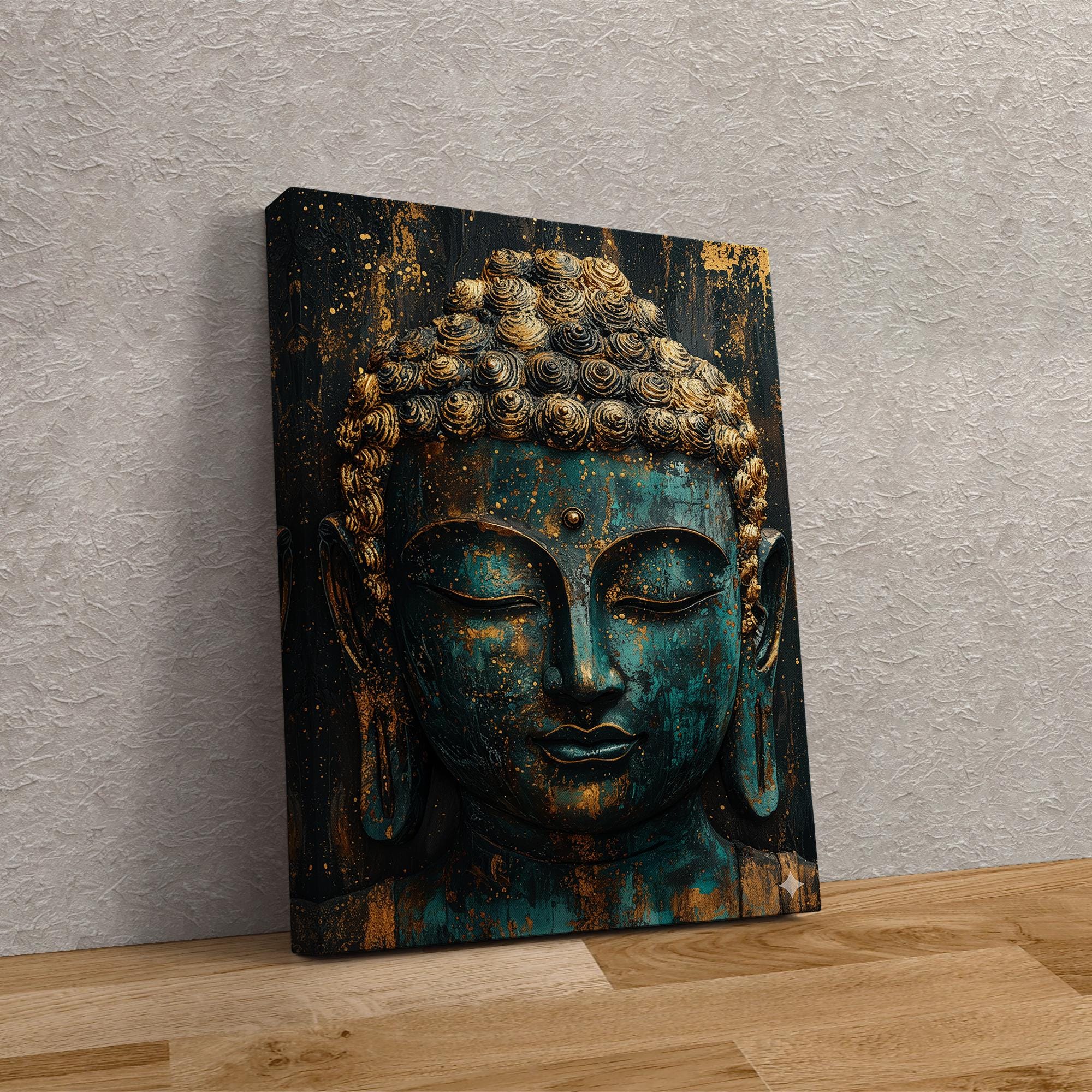 Teal Gold Buddha Canvas Art Print, Elegant Zen Wall Art, Spiritual Home ...