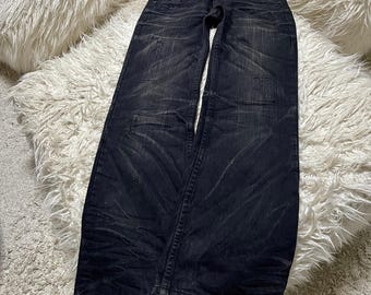 Vintage Japanese Faded Wash Low-rise Flare Bootcut Denim Black Jeans size 28