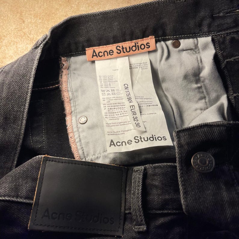 Acne Studios 2021M Regular Fit Baggy Wide-leg Jeans Vintage Black size 34 image 3