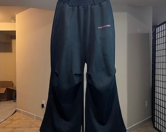 Japanese Brand Wide-leg Flared Baggy Black Sweatpants