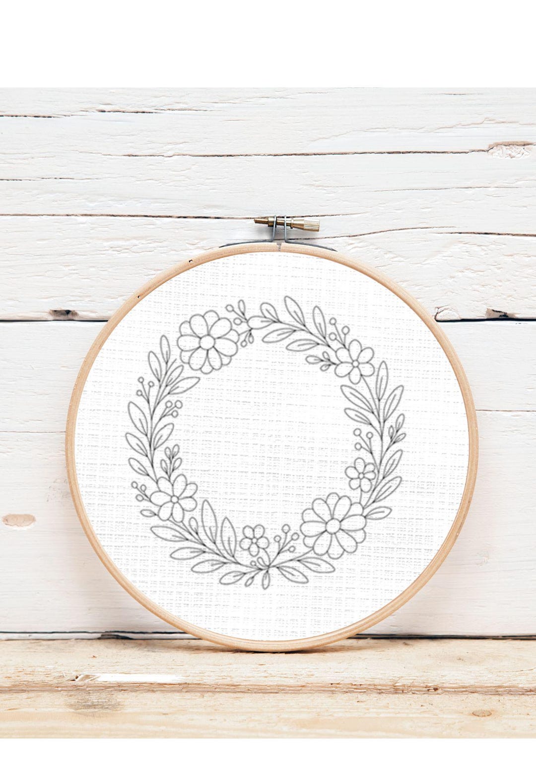 Flower Wreath Embroidery Pattern, Floral Embroidery Pattern, Hoop Art ...