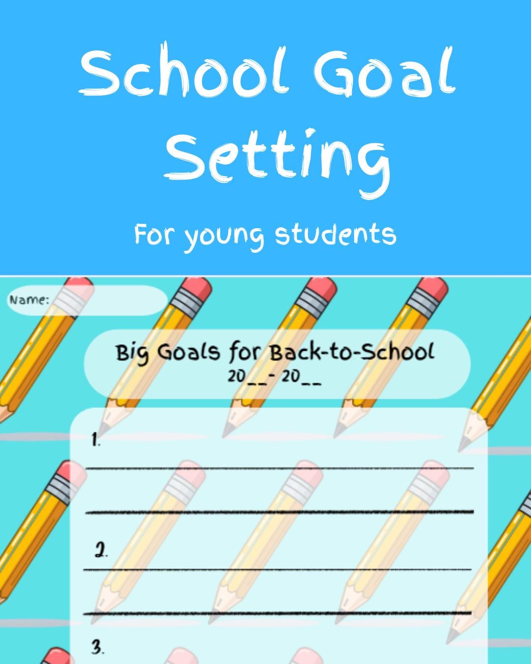 School Goal Setting Worksheet- Elementary - Etsy
