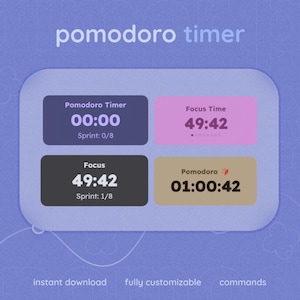 Customizable Pomodoro Widget | Focus & Break Timer | Coworking Stopwatch for Twitch Streamers | StreamElements OBS