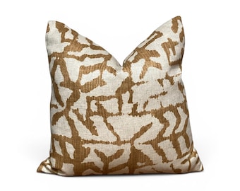 Camel Ivory Abstract Pillow Cover, Modern Organic Decor, Neutral Accent Cushion