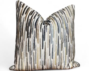 Abstract Woven Pillow Cover: Neutral Gray Beige Gold Cushion