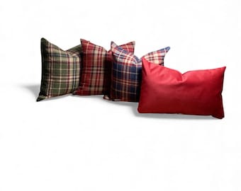 Rustic Tartan Plaid Pillow Cover - Christmas Farmhouse Cushion Collection