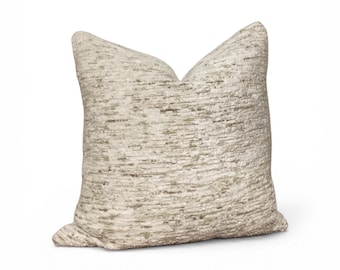 Ivory Textured Pillow Cover, Neutral Chenille Cushion, Soft Cream Beige Throw Pillow