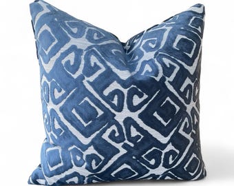 Blue Geometric Velvet Throw Pillow Cover: Modern Boho Luxe Cushion