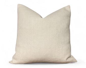 Warm Ivory Textured Pillow Cover – Off-White Linen Look Cushion, Cozy Neutral Decorative Pillow for Living Room or Bedroom