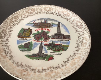 Vintage Louisiana state souvenir plate