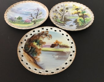 Vintage scenic plates set of 3 Made in Japan