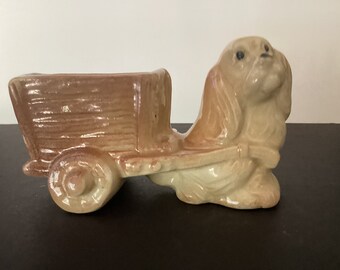 Vintage Cocker Spaniel and Cart Planter