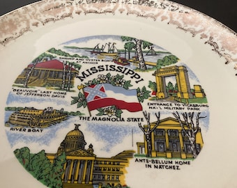Vintage Mississippi state souvenir plate