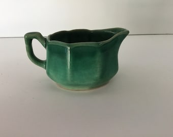 Antique Mount Clemons Pottery green petal ware creamer