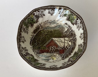 Vintage Johnson Brothers Friendly Village The Covered Bridge cereal soup bowl