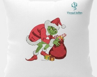 Stickdatei Weihnachts Grinch | Geschenke Muster | Kinder Urlaub Stitch | Festliche Winter Dekoration | Maschinendatei