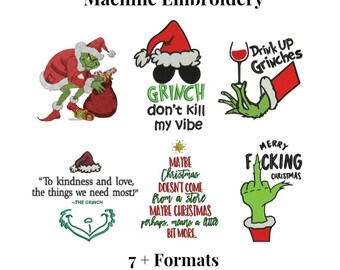 Grinch Weihnachten Stickmotive | Feiertagspaket (Maschinendatei)