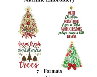 Weihnachtsbaum Stickdateien für die Maschine | Festliches Feiertags-Muster | Mehrere Größen und Formate