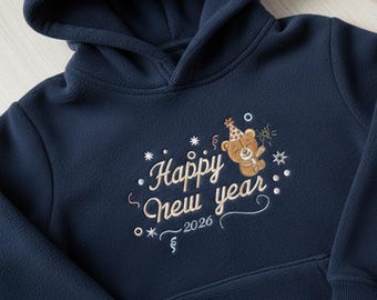 Frohes Neues Jahr 2026 Teddy Bär Stickdatei | Kinder Urlaub Muster | Maschinelle Datei