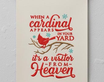 Kardinal Gedenkstätte Stickerei Design | Weihnachtsbeileidsvogel-Muster | Cardinal Winter Tribute Motiv Maschinendatei