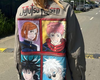 Handbemalte Anime Jeansjacke | Kundenspezifische tragbare Kunst
