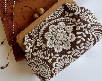 Handmade Velvet Embroidered Purse | Chain Bag