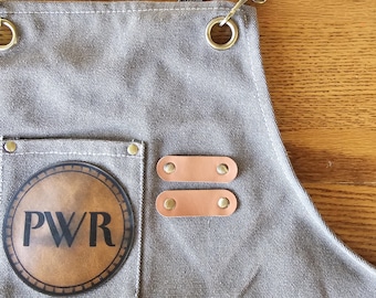 Personalized Canvas Apron with Leather Patch (Crafts, Cooking, Kitchen, BBQ, Teacher, Mother's Day, Fathers Day, Birthday, Restaurant, Cafe)