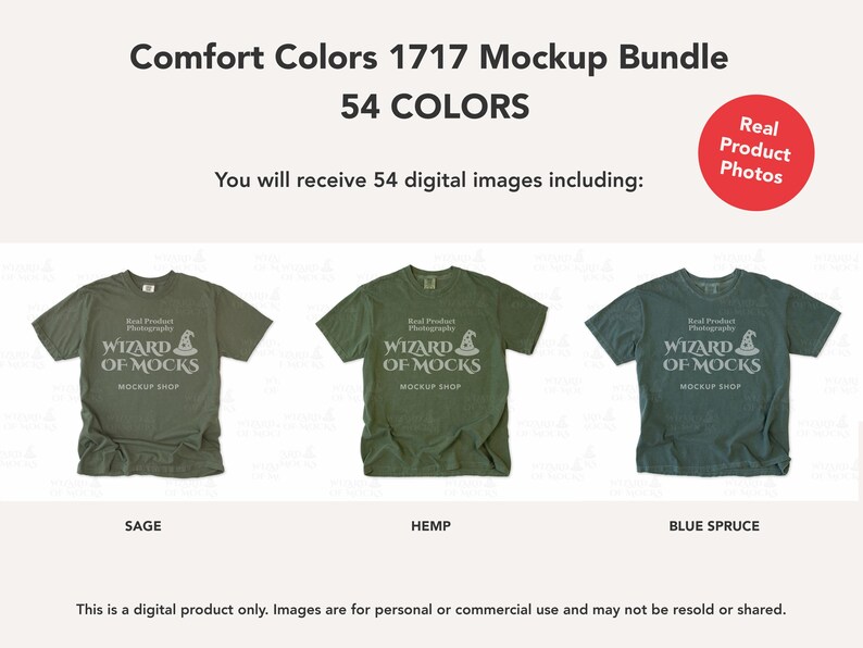Comfort Colors 1717 Mockup Bundle Flatlay, C1717 TShirt Flat Lay Mock Up, Real Photo image 8