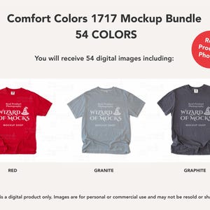 Comfort Colors 1717 Mockup Bundle Flatlay, C1717 TShirt Flat Lay Mock Up, Real Photo image 19