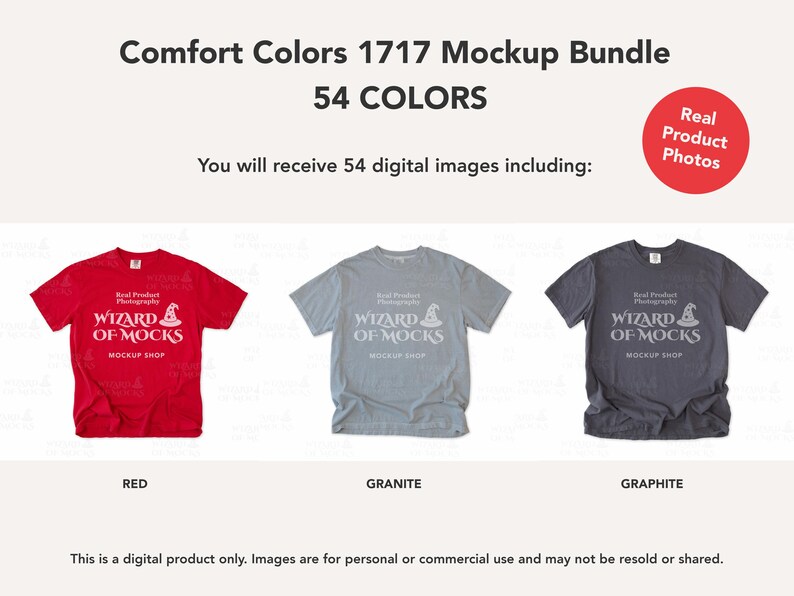 Comfort Colors 1717 Mockup Bundle Flatlay, C1717 TShirt Flat Lay Mock Up, Real Photo image 19
