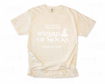 Comfort Colors 1717 Mockup Ivory Shirt Flatlay, C1717 Mock Up TShirt POD, Real Photo