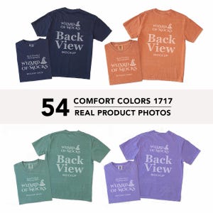 Comfort Colors 1717 Front Back Mockup Bundle, C1717 Folded Flatlay TShirt Mock, Real Photo