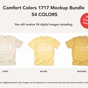 Comfort Colors 1717 Mockup Bundle Flatlay, C1717 TShirt Flat Lay Mock Up, Real Photo image 3