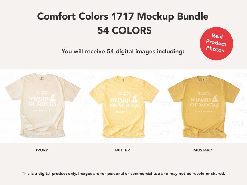 Comfort Colors 1717 Mockup Bundle Flatlay, C1717 TShirt Flat Lay Mock Up, Real Photo image 3
