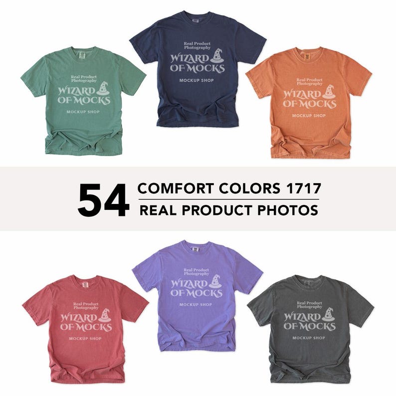 Comfort Colors 1717 Mockup Bundle Flatlay, C1717 TShirt Flat Lay Mock Up, Real Photo image 1