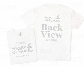 Comfort Colors C1717 White Shirt Front Back Mockup, 1717 T-Shirt Flatlay, Real Product Photo, Simple Back View Mock