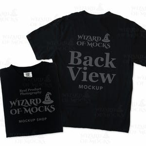 Comfort Colors C1717 Black Shirt Front Back Mockup, 1717 T-shirt Flatlay, Real Product Photo, Simple Back View Mock