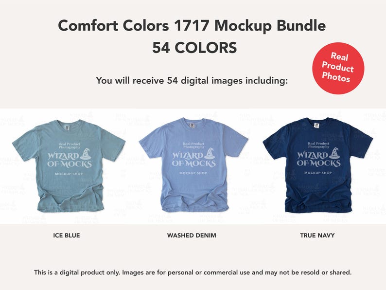 Comfort Colors 1717 Mockup Bundle Flatlay, C1717 TShirt Flat Lay Mock Up, Real Photo image 11
