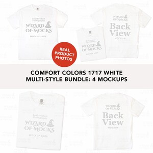 Comfort Colors 1717 White Front Back Folded Mockup Bundle, C1717 Multi Style TShirt Mock Up, Real Product Photos
