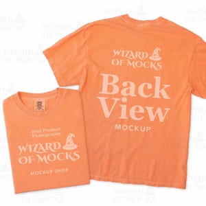 Comfort Colors 1717 Melon Front Back Mockup Shirt, C1717 TShirt Flatlay, Real Photo