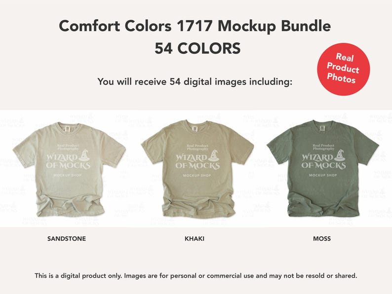 Comfort Colors 1717 Mockup Bundle Flatlay, C1717 TShirt Flat Lay Mock Up, Real Photo image 7