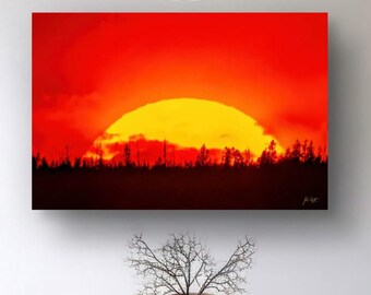 Yellowstone Fiery Sunset Wall Art. National Park Photo