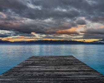 Sugar Pine Point Pier Sunset, Lake Tahoe, Vibrant Nature Wall Art