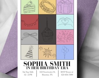 In Her Birthday Era Invitation, Taylor Birthday Era Invite, Taylor Era Birthday Decorations, Customizable Digital Download