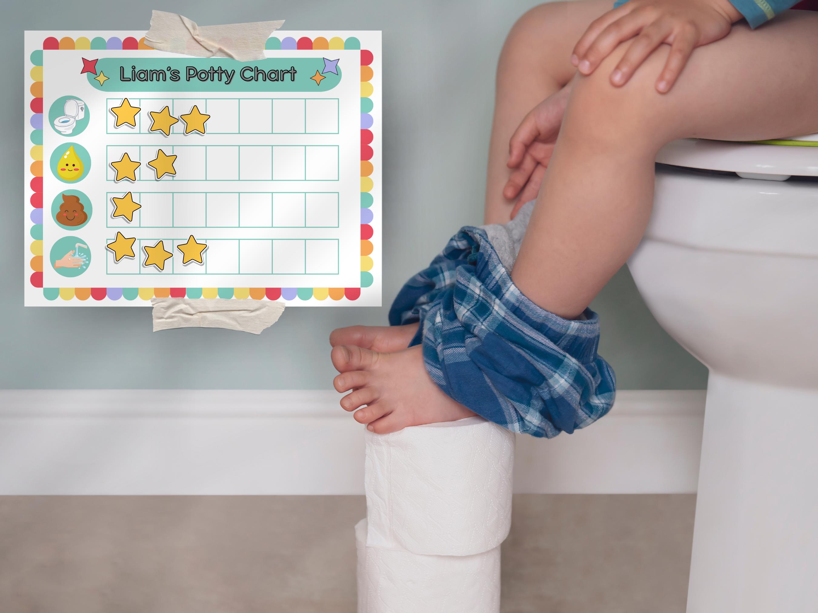Potty Training Sticker Chart, Potty Reward Chart, Toddler Toilet Chart ...