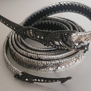 ROBERT CHRISTOPH Snakeskin Belt, Signed Rare Robert Christoph Zurich Lizard Belt With Engraved Snake  main image 4