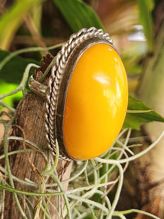 Rare Amber Ring sterling setting - image 6