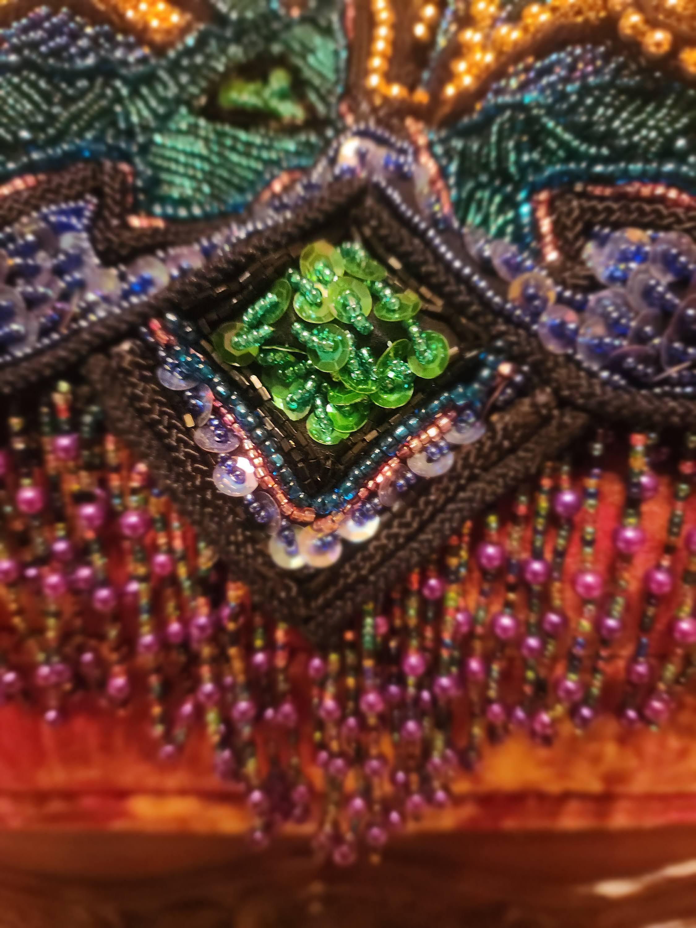 Beaded Bra Top - Tribal Fusion Festival Costume with Fringe & Star Motif