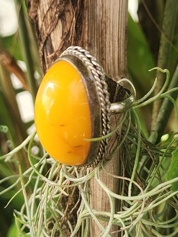 Rare Amber Ring sterling setting - image 8